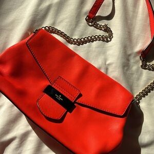 Classic Kate spade envelope purse Flame Red with tortoise closure